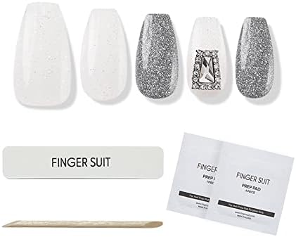 Finger Suit press-on-Nail 40kom kovčeg, kvadratni lažni nokti za dame dizajnirani vrhovi prstiju,