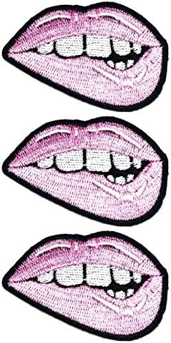 Jednomx 3pcs. Ružičaste usta seksi usne zakrpe za boce modna djeca crtani flaster izvezeni aplicirani