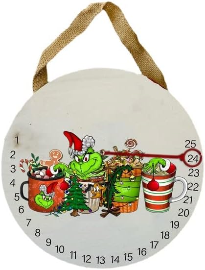 OUHOE Grinch ruku Božić odbrojavanje kalendar viseći Ornament 30cm 12 Advent Kalendar 25 dana do Božića drveni vijenac vrata zid dekor