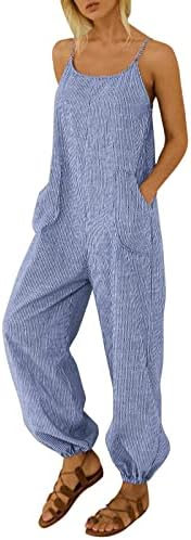 KCJGIKPOK hlače za žene za žene Seksi ženska ležerna Boho Stripe Džep za ispis ROMPER LONG reprezentacijski klub