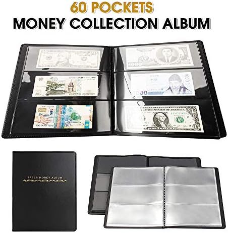 60 Džepovi Papir Novac Album Valuta Novčanica Kolekcija Kožna Knjiga Cash Holder Storage 10 Listova