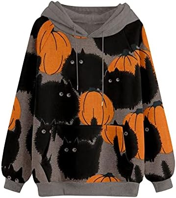 Halloween ženski Casual Top bundeva Print Dugi rukav sa kapuljačom labavi džemper džemperi modni duksevi