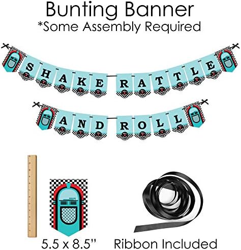 Big Dot of Happiness 50 čarapa Hop-Banner I Photo Booth dekoracije - 1950s rock N Roll potrepštine Kit-Doterrific Bundle