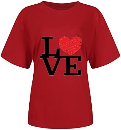 Camiseta de manga corta con cuello redondo de San Valentín para mujer 553