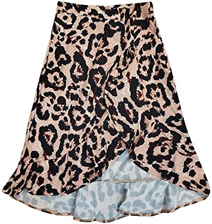 Ženske suknje sa volanima plus veličina Midi dužine cvjetni Print ženske a-line Leopard trendi split suknje