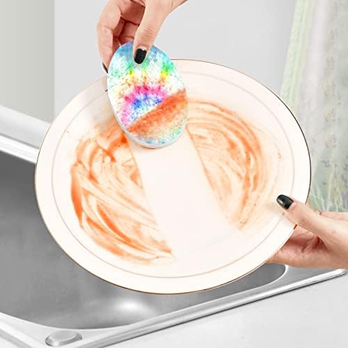 Alaza Rainbow Tie Dye Spiral Šarene prirodne spužve Kuhinjski celulozni spužva za jela Perilica kupaonica i čišćenje domaćinstava, nekrbavi i ekološki prihvatljivi, 3 pakovanje