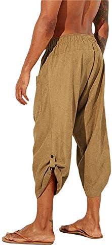 Gafeng muške hlače za jogu Kapri Ležerne elastične vezice za struk sportske pamučne platnene Boho Harem