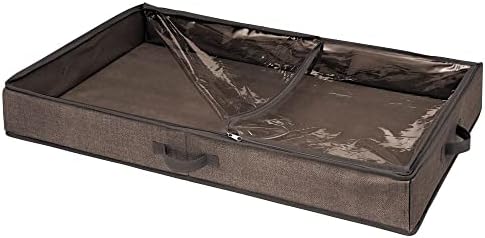 Mdesign meka tkanina ispod kreveta torba za držač organizatora za odjeću, dodatnu opremu, posteljinu - gornji Panel sa jednostavnim pogledom, priloženi poklopac sa patentnim zatvaračem u 2 smjera, bočne ručke-Espresso Brown