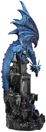 EBROS poklon veliki plavi starman akvalon vodeni elementalni zmaj na stjenovitoj planinskom dvorcu ukrasna