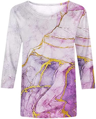 LCEPCY ženska modna granica 3/4 rukav tunik vrhovi ulje slikanje ulje grafički grafički print majica 2023 casual comfy bluze