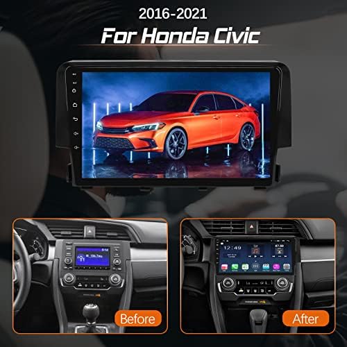Auto stereo sa Carplayom i Android Auto za Honda Civic 2017 2018 2019 2020 2021, Automatski audio prijemnik zaslona, ​​auto multimedijski igrač, AM / FM radio, AUX ulaz, IPI, utor za SIM karticu