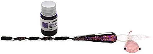 Gullor Glass Dip Pen, Rainbow Crystal Pen sa šarenim kaligrafskim mastilom, stil B