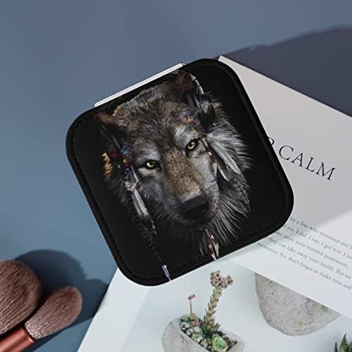 Native američki vuk za slušalice za putovanja nakit Organizator zaslona Držač za pohranu futrola za žene