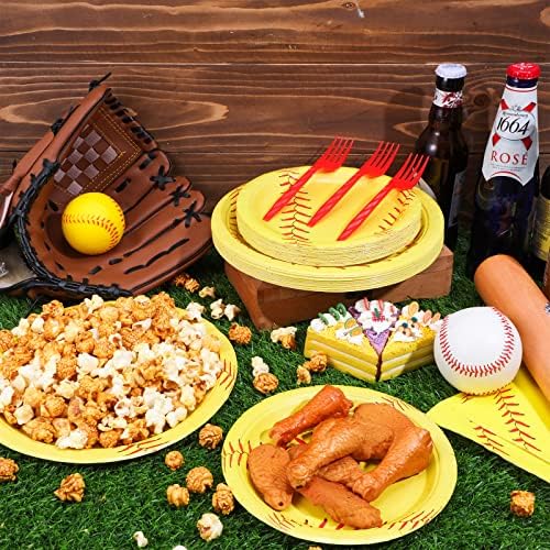 96 komada Softball Party Softball tema rođendanski set posuđa uključuje 7 inča 9 inča jednokratne ploče