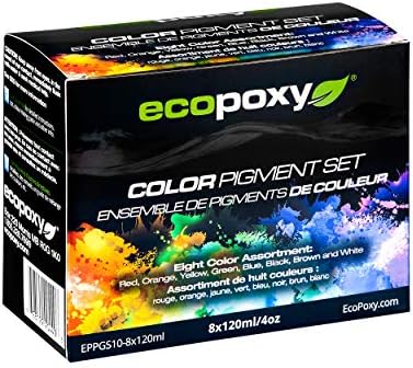 Ecopoxy 8pc 60ml epoksidna pigment za pigment tekućine za dodavanje boje u epoksidne smole - crvena, narančasta, žuta, zelena, plava, smeđa, crna i bijela