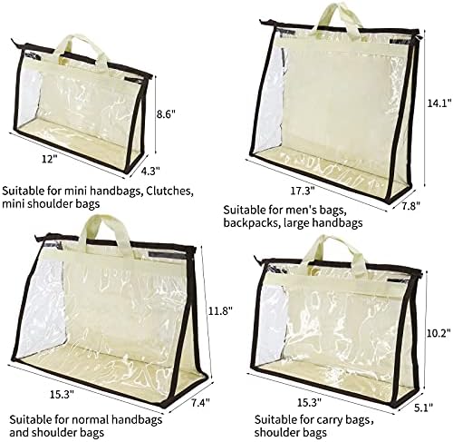 HOMOKUS torba Storage, 4 paket torbicu Storage Organizator za ormar, jasno torbe torbicu, prašine torbe za torbice i torbe, uštedu prostora torbica Organizator transparentan sa patentnim zatvaračem i ručkom