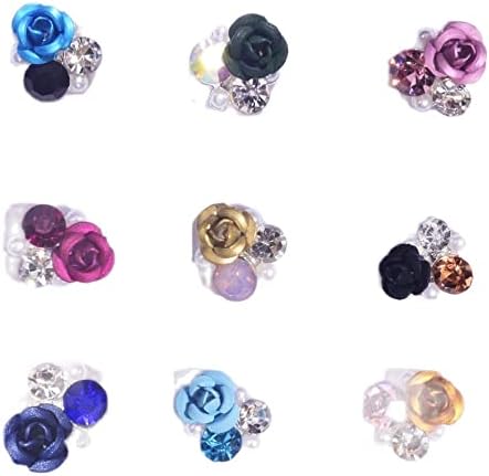 100kom cvijeće Stack Charms za nokte 9 * 9mm Flat-Bottom Rhinestones Legura nakit 3D cvijet gomila dijamantski