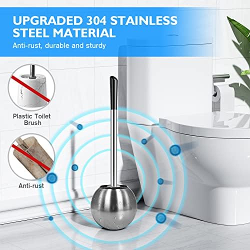 IXO 2 pakovanja toaletna četka sa držačem i 2 pakovanjem silikonske toaletne četkice sa 304 ručica od nehrđajućeg čelika, toaletnom četkom za kupatilo-ergonomski, elegantan, izdržljiv
