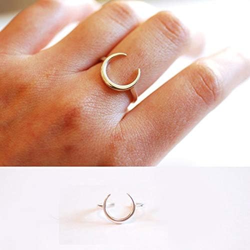 Polumjesec minimalistički slatka S925 srebra angažman polumjesec otvoreni prstenovi Dainty podesivi prst