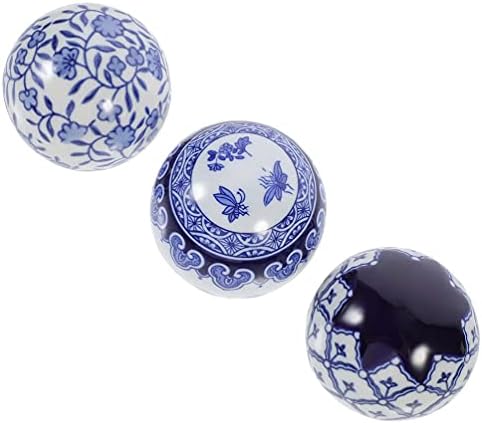 Dekorativne kuglice Plavi i bijeli dekor Porculanske kuglice Centerment 3pcs Dekorativni mali Chinoiserie