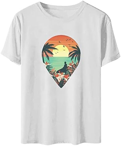 Ženska ljetna majica na plaži slatka Havajska grafika Tees Vintage Crewneck kratki rukavi vrhovi kokosovog