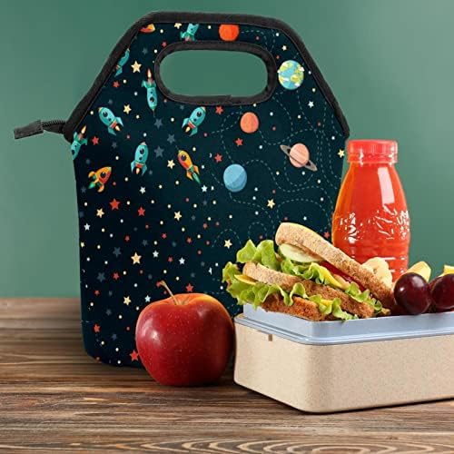 Guerotkr torba za ručak žene, kutija za ručak za muškarce, ženska kutija za ručak, svemir galaxy planet svemirski brod plavi uzorak
