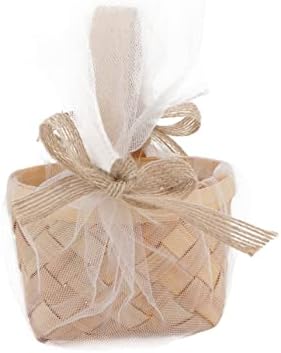Abaodam 1pc kutija pređa Rustikalna sa svadbenim pletivom mala za poklon poslasticu za djevojke dekoracija korpi cvijet odležavanje Vintage rođendanski kontejneri za zabavu Lovely bambus Light Bow Basket tuš