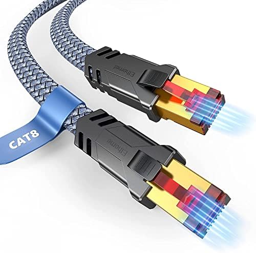 Snowkids CAT 8 Ethernet kabel 50 ft, ravna brzina 50 ft Ethernet kabel, 40Gbps, 2000MHz pletenica visoki