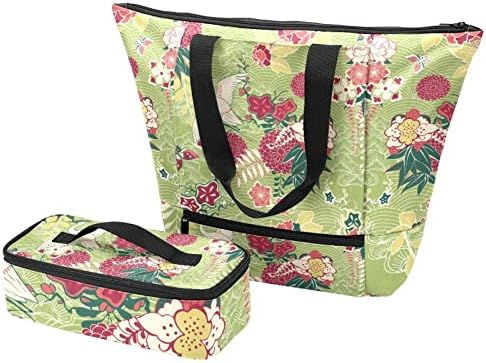 Putna torba za Laptop za žene, ružičasto plava cvjetna Radna torba sa torbom za ručak torbica za torbicu