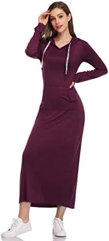 GloryStar Žene dugih rukava dugačak haljina haljina Stripe Pocket Slim Duksera Ležerna Maxi haljina