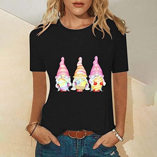 Slatke Gnomes Jaja Grafičke uskrsne majice za žene Labave Ležerne ljetne majice O-izrez kratki