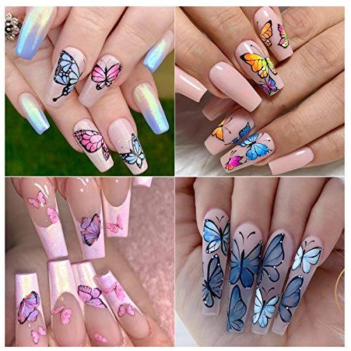 Leptir folija Nail Art naljepnica žena Nail Art folija transfer dizajn laserske naljepnice za nokte leptiri ljepljiva folija za nokte samoljepljivi dizajn za nokte nokat DIY dekoracija