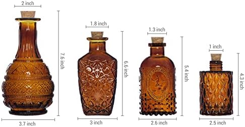 MyGift vintage reljefne amber staklene difuzore od crkvenih reda sa plutanim poklopcima, malim apotekama