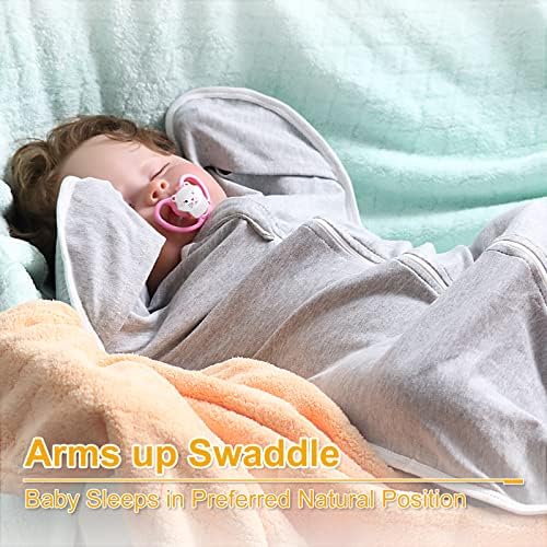 Baby Transition swaddle vreća, 2 pakovanje ruku gore povijanje sa rukama unutra / napolje, 2-Way Zipper pamuk 0.5 TOG Baby Sleep vreća 8-12 meseci prelazna vreća za povijanje prozračna udobna torba za novorođenčad