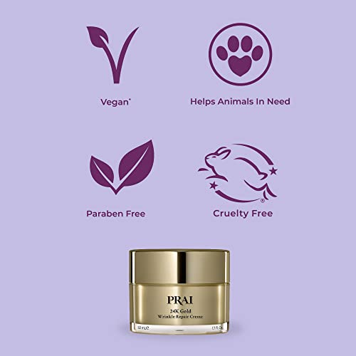 PRAI Beauty 24K zlatni Serum i Creme Duo - sadrži pravo 24k zlato - dubinski hidratantni, anti Aging Serum za lice & krema za lice - Anti Aging losion za lice - Lock in Moisture, Boost Collagen, Fills bore