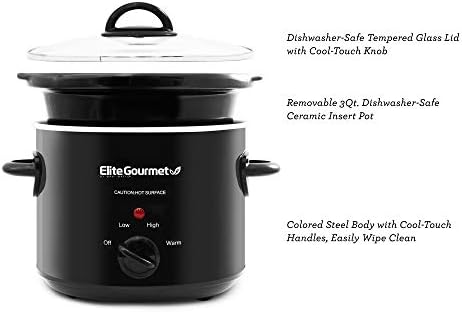 Elite Gourmet MST-350B električni Ovalni spori štednjak, Podesiva Temp, predjela, umaci, variva & Dips, perilica suđa stakleni poklopac & Crock
