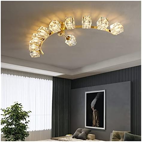 LED modernu lustersku lampu, privjesak za bakar Zlatni kristalni luster LED luk luksuzna vila