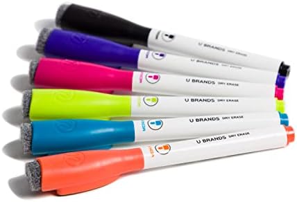 U Marke Magnetic Dry Erase Board Value Pack, 16 x 20 inča, Silver aluminium Frame & slabog mirisa Magnetic Dry Erase markeri sa gumicama, srednja tačka, razne boje, 6-Count-520U06-24