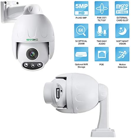 SV3C 5MP PTZ POE kamere na otvorenom ONVIF sigurnosna kamera, 5x zumiranje, automatsko fokusiranje,