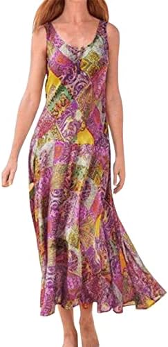 Miashui ženske haljine ljetne modne maxi haljine za žene ljetne bez rukava Boho sandress casual ur dugi v vrat