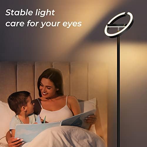FIMEI LED podna lampa, 36W svijetla rotirajuća stojeća lampa, bez zatamnjivanja koja štiti oči, 3000-6000K 3 boje, dodir/daljinsko upravljanje za odvojeni rad unutarnjeg i vanjskog svjetla