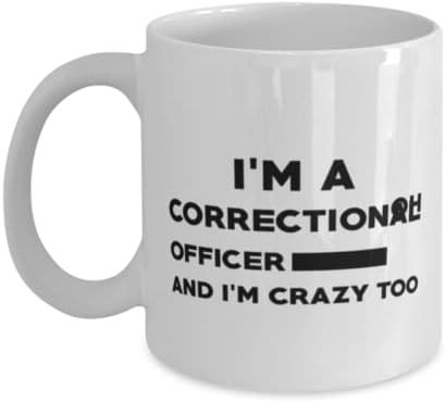 Policajac u zatvoru, Ja sam policajac u zatvoru. Oh, I ja sam lud, novost jedinstvene ideje za poklone za popravnog službenika, šolja za kafu čaj Bijela