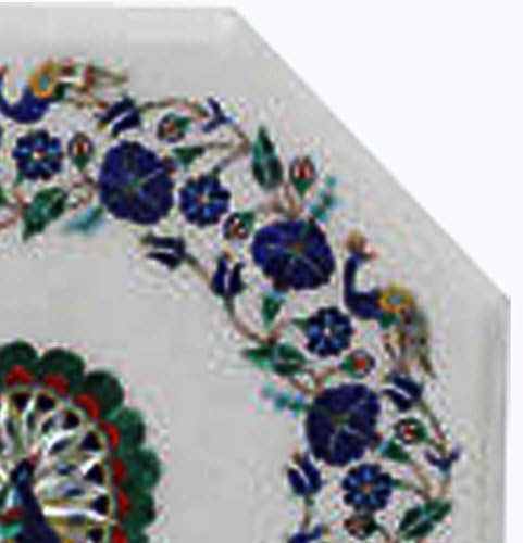 Craftslook Bijeli mramorni stol Top Art of Inlay Marquetry Pietra Dura Art Decor