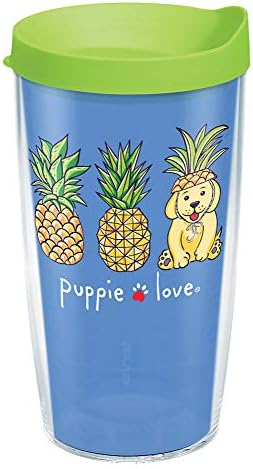 Tervis Made in USA Puppie Love izolovana čaša za čaše čuva piće hladno & amp; vruće, 16oz, maska od ananasa