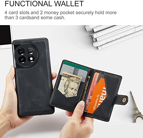 Hongxinyu futrola za OnePlus 11 5G, odvojiva magnetna osnovna torbica za novčanik kartica Cash Slot Case Cover funkcionalni nosač kompatibilan sa OnePlus 11 5G 2023