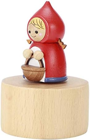 Drvena muzička kutija, mini slatka crtana muzička kutija Little Red Riding Hood figurice rezbarena muzička