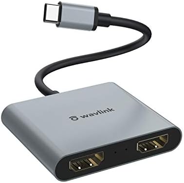 WAVLink USB-C do dual 4K HDMI adapter, podrška Single 4K @ 60Hz i dual 4k @ 30Hz, za nove MacBooks, površinska knjiga 2 / Pro 7 / GO, XPS 13/15 i kompatibilniji sa Thunderbolt 3