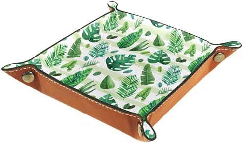 Tacameng Tropical Leaf Green, kutije za odlaganje mala kožna sobar ladicu Candy Holder Sundries