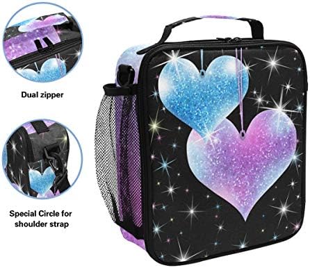 Prenosiva kutija za ručak izolovana hladnjača torba za ručak Prep Kids Teens Adult Valentines Day Glittery Hearts