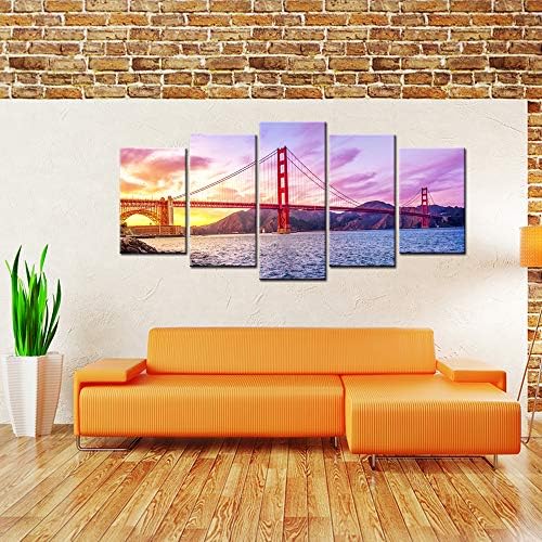Biuteawal-City Canvas Wall Art prelijepi most San Francisco Golden Gate na zalasku sunca slika slika